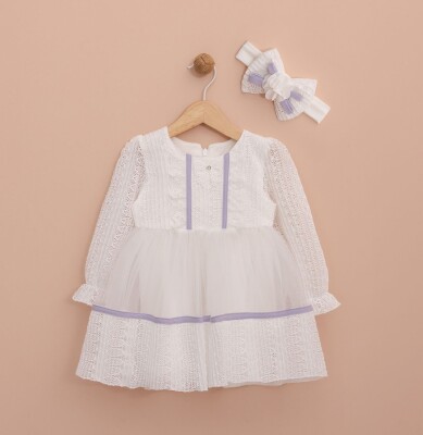 Wholesale Baby Girls Dress with Headband 6-18M Lilax 1049-6443 - Lilax