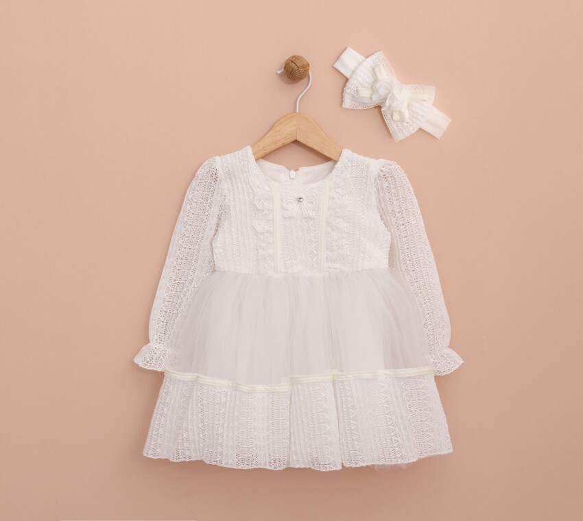 Wholesale Baby Girls Dress with Headband 6-18M Lilax 1049-6443 - 3