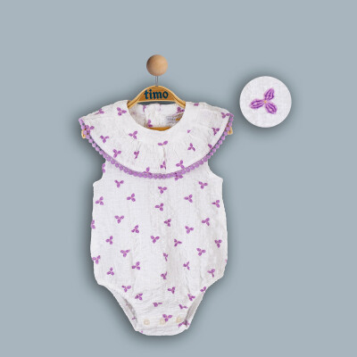 Wholesale Baby Girls Flower Patterned Jumpsuit 6-24M Timo 1018-TK4DÜ042243301 Фиолетовый