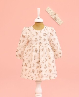 Wholesale Baby Girls Flower Printed Dress 6-18M Lilax 1049-6524 Коричневый 