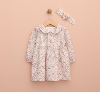 Wholesale Baby Girls Flower Printed Dress 6-18M Lilax 1049-6550 Лиловый 