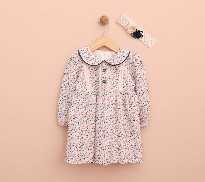 Wholesale Baby Girls Flower Printed Dress 6-18M Lilax 1049-6550 - 3