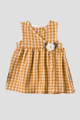 Wholesale Baby Girls Gingham Dress 6-18M Kidexs 1026-60149 Горчичный