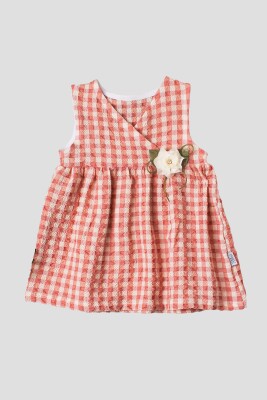 Wholesale Baby Girls Gingham Dress 6-18M Kidexs 1026-60149 Пудра