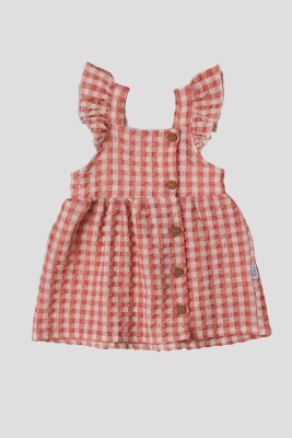 Wholesale Baby Girls Gingham Dress 6-24M Kidexs 1026-60140 Пудра