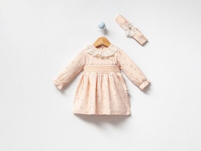 Wholesale Baby Girls Headband Dress 3-12M Bubbles 2040-3017 Лососевый цвет