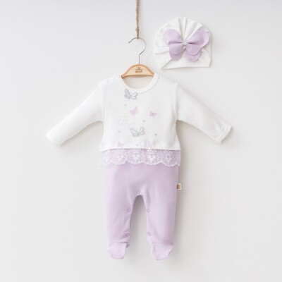 Wholesale Baby Girls Jumpsuit and Hat Set 0-9M Minizeyn 2014-3001 - Minizeyn