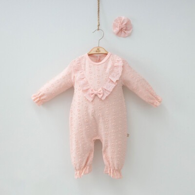 Wholesale Baby Girls Jumpsuit with Claps 3-9M Minizeyn 2014-3007 Лососевый цвет