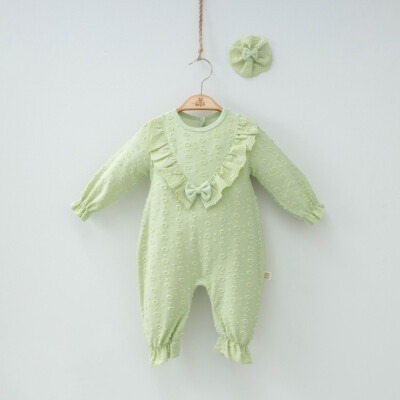 Wholesale Baby Girls Jumpsuit with Claps 3-9M Minizeyn 2014-3007 Мятно-зеленый