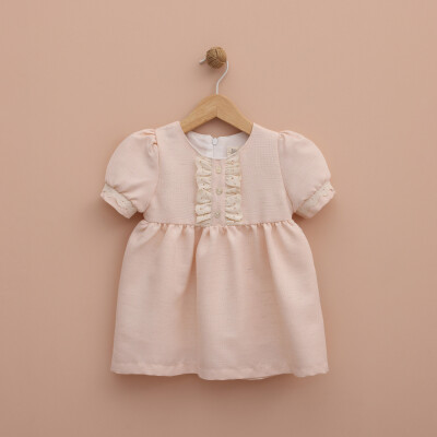 Wholesale Baby Girls Katan Dress 9-24M Lilax 1049-6396 Лососевый цвет