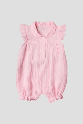 Wholesale Baby Girls Muslin Rompers 3-12M Kidexs 1026-60133 Розовый 