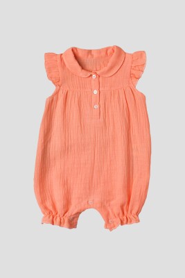 Wholesale Baby Girls Muslin Rompers 3-12M Kidexs 1026-60133 Лососевый цвет
