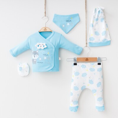 Wholesale Baby Girls Newborn 5-Piece Body Pants Bib Headband and Gloves Set 0-3M Minizeyn 2014-7015 - 1