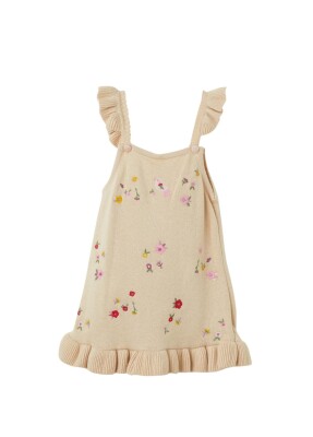 Wholesale Baby Girls Organic Cotton Floral Embroidered Dress 6-36M Patique 1061-21165 - Uludağ Triko