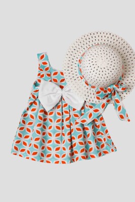 Wholesale Baby Girls Patterned Dress with Hat 6-24M Kidexs 1026-60167 Мятно-зеленый