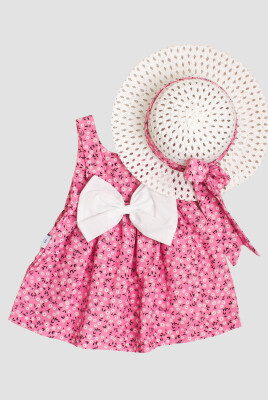 Wholesale Baby Girls Patterned Dress with Hat 6-24M Kidexs 1026-60173 - Kidexs (1)