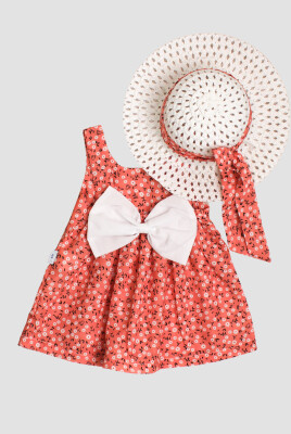 Wholesale Baby Girls Patterned Dress with Hat 6-24M Kidexs 1026-60173 - Kidexs