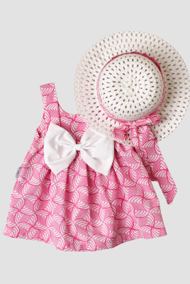 Wholesale Baby Girls Patterned Dress with Hat 6-24M Kidexs 1026-60178 - Kidexs (1)