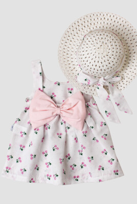 Wholesale Baby Girls Patterned Dress with Hat 6-24M Kidexs 1026-60188 Розовый 
