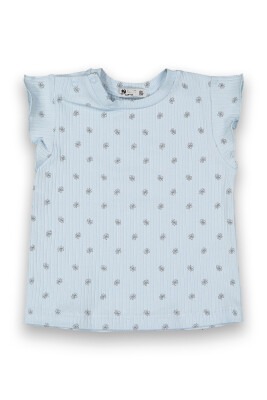 Wholesale Baby Girls Patterned T-shirt 6-18M Tuffy 1099-9020 Льдисто-голубая