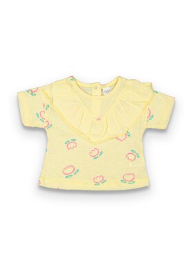 Wholesale Baby Girls Patterned T-shirt 6-18M Tuffy 1099-9023 Светло-жёлтый 