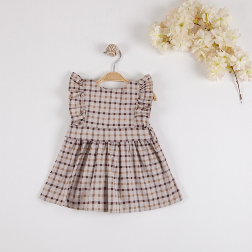 Wholesale Baby Girls Plaid Patterned Ruffled Dress 6-18M KidsRoom 1031-5509 - 1