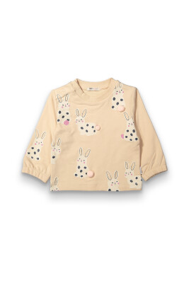 Wholesale Baby Girls Printed Sweatshirt 6-18M Tuffy 1099-0417 Бежевый 