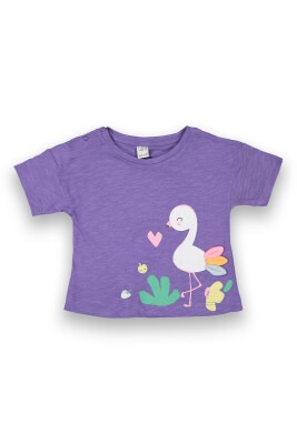 Wholesale Baby Girls Printed T-Shirt 6-18M Tuffy 1099-9004 Фиолетовый