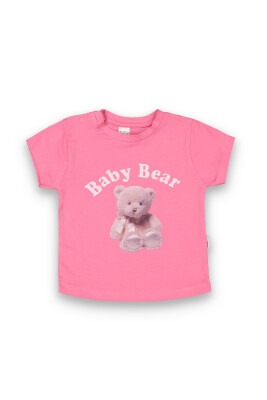Wholesale Baby Girls Printed T-shirt 6-18M Tuffy 1099-9011 Темно-розовый 
