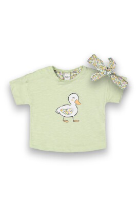 Wholesale Baby Girls Printed T-Shirt with Headband 6-18M Tuffy 1099-9009 Серо-зелёный цвет