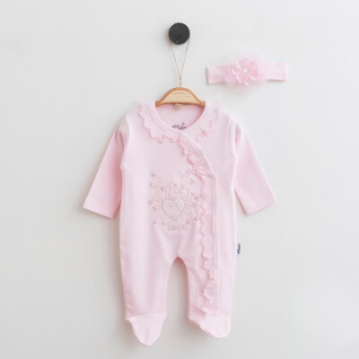 Wholesale Baby Girls Rompers 0-6M Miniborn 2019-2122 Розовый 