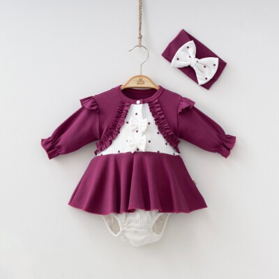 Wholesale Baby Girls Rompers Bolero with Handband 6-12M Minizeyn 2014-9004 Темно-фиолетовый