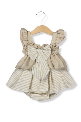Wholesale Baby Girls Rompers with Bow 0-24M Boncuk Bebe 1006-6115 Бежевый 