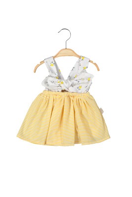 Wholesale Baby Girls Striped Dress 6-18M Boncuk Bebe 1006-6091 Экрю