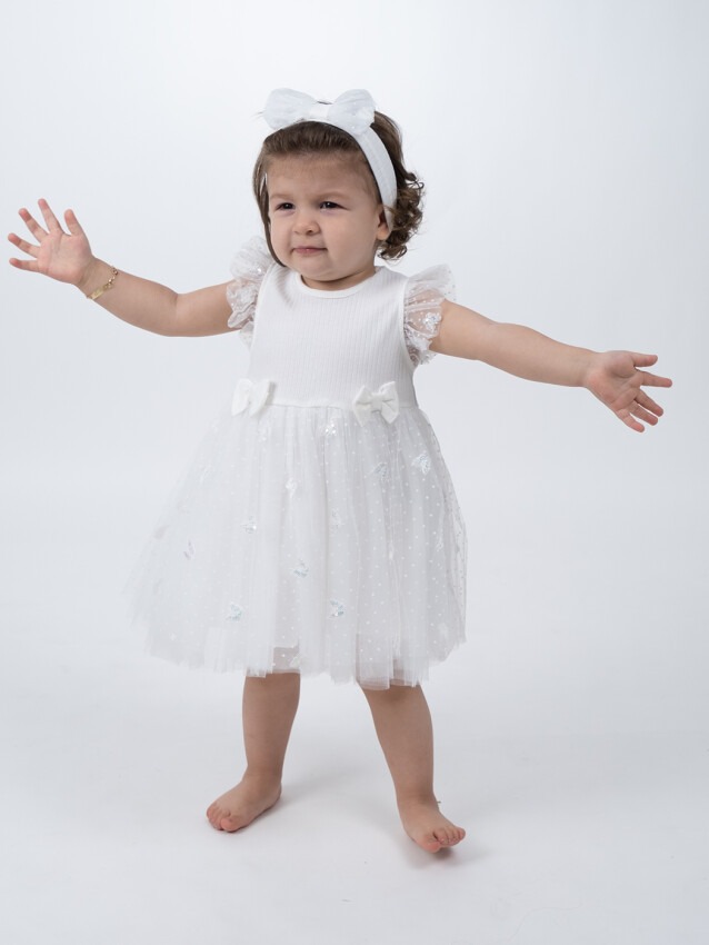 Wholesale Baby Girls Tulle Dress with HeadBand 6-24M Serkon Baby&Kids 1084-M0469 - 3