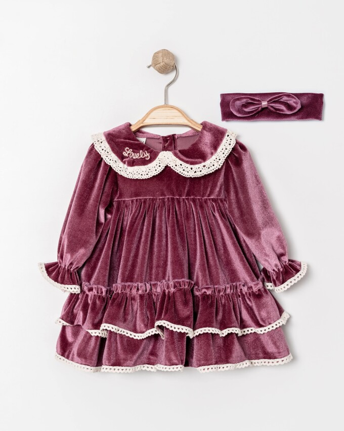 Wholesale Baby Girls Velvet Dress 9-24M Eray Kids 1044-6338 Eray Kids 1044-6338 Eray Kids 1044-6338 - 2