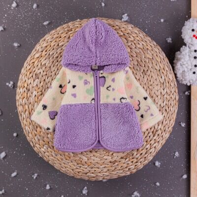 Wholesale Baby Girls Welsoft Cardigan With Hoodie 6-24M BabyZ 1097-5769 Лиловый 