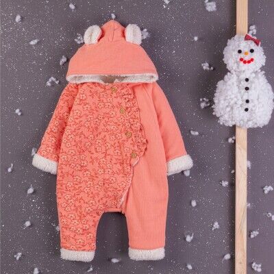 Wholesale Baby Girls Welsoft Rompers With Hoodie 3-12M BabyZ 1097-5412 Киноварь
