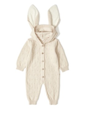 Wholesale Baby Organic Cotton Rabbit Bubble Romper 3-12M Uludağ Triko 1061-21020 Бежевый 