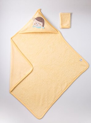 Wholesale Baby Unisex 2-Piece Set with Scrub Mitt and Towel 100x100 cm Ramel Kids 1072-365 Жёлтый 