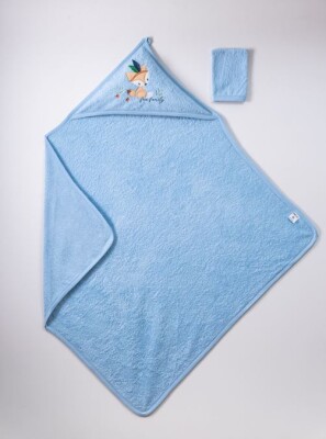 Wholesale Baby Unisex 2-Piece Set with Scrub Mitt and Towel 100x100 Ramel Kids 1072-367 Синий