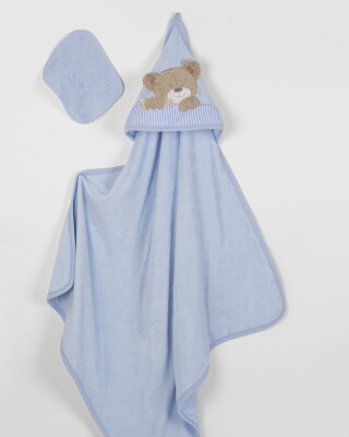 Wholesale Baby Unisex 2-Piece Set with Scrub Mitt and Towel 85x85 Babyline 2015-9-565 Синий