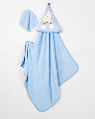 Wholesale Baby Unisex 2-Piece Set with Scrub Mitt and Towel 85x85 Babyline 2015-9-668 Синий