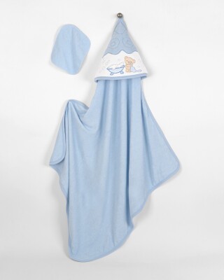 Wholesale Baby Unisex 2-Piece Set with Scrub Mitt and Towel 85x85 Babyline 2015-9-744 Синий