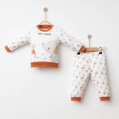 Wholesale Baby Unisex 2-Pieces Body and Pants 6-18M Gümüş Baby 2043-002030 Черепичный цвет