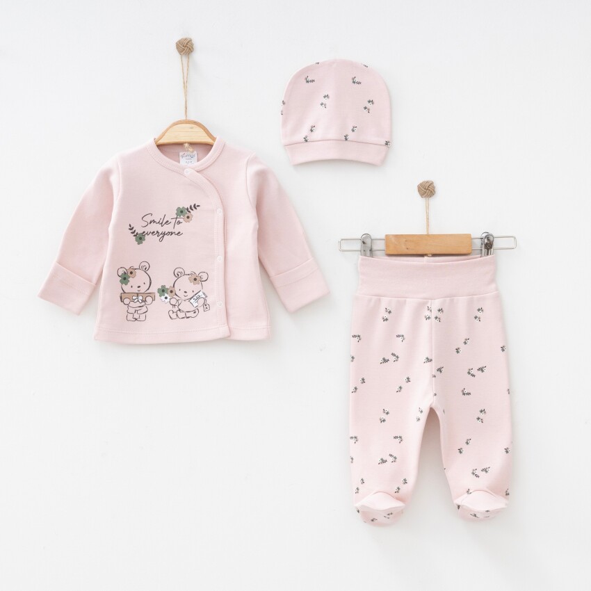 Wholesale Baby Unisex 3-Pieces Newborn Set 0-3M Gümüş Baby 2043-0014 - 3