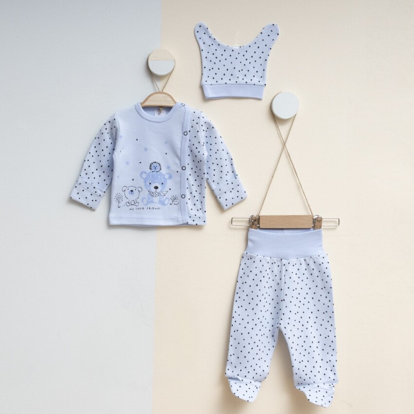 Wholesale Baby Unisex 3-Pieces Newborn Set 0-3M Gümüş Baby 2043-0015 - 1