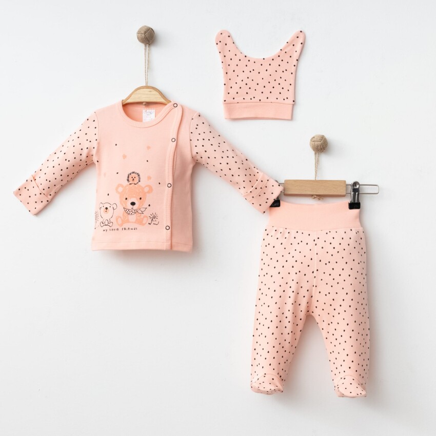 Wholesale Baby Unisex 3-Pieces Newborn Set 0-3M Gümüş Baby 2043-0015 - 6