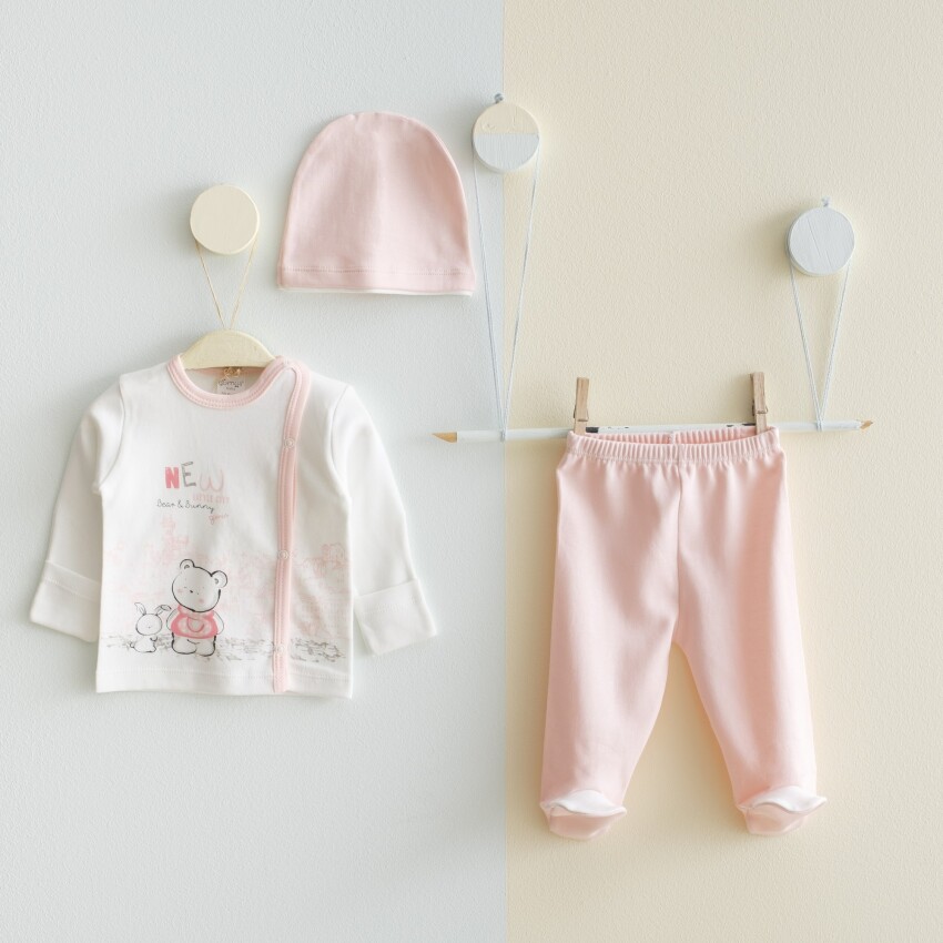 Wholesale Baby Unisex 3-Pieces Newborn Set 0-3M Gümüş Baby 2043-0033 - 5