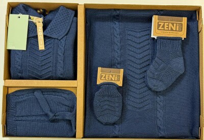 Wholesale Baby Unisex 5-Pieces Newborn Set 0-12M Zeni 2049-3025 Темно-синий